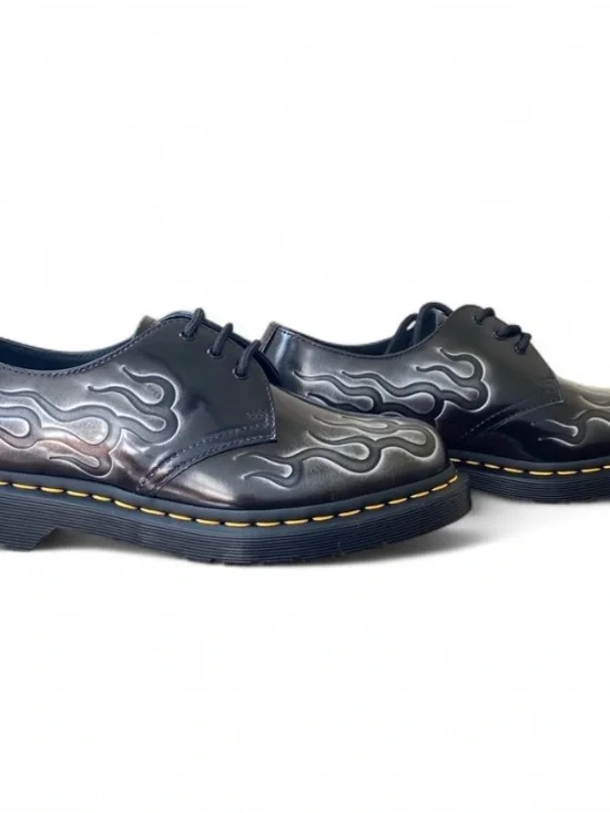 Dr. Martens Black Inferno Flame Leather Oxford Shoes - Picture 3 of 3